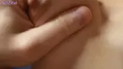 лапает за сиську