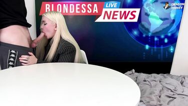 Оператор трахает ведущую новостей с огромной жопой в прямом эфире