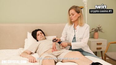 Поза 69: Докторша дрочит пациенту стетоскопом перед еблей на больничной койке